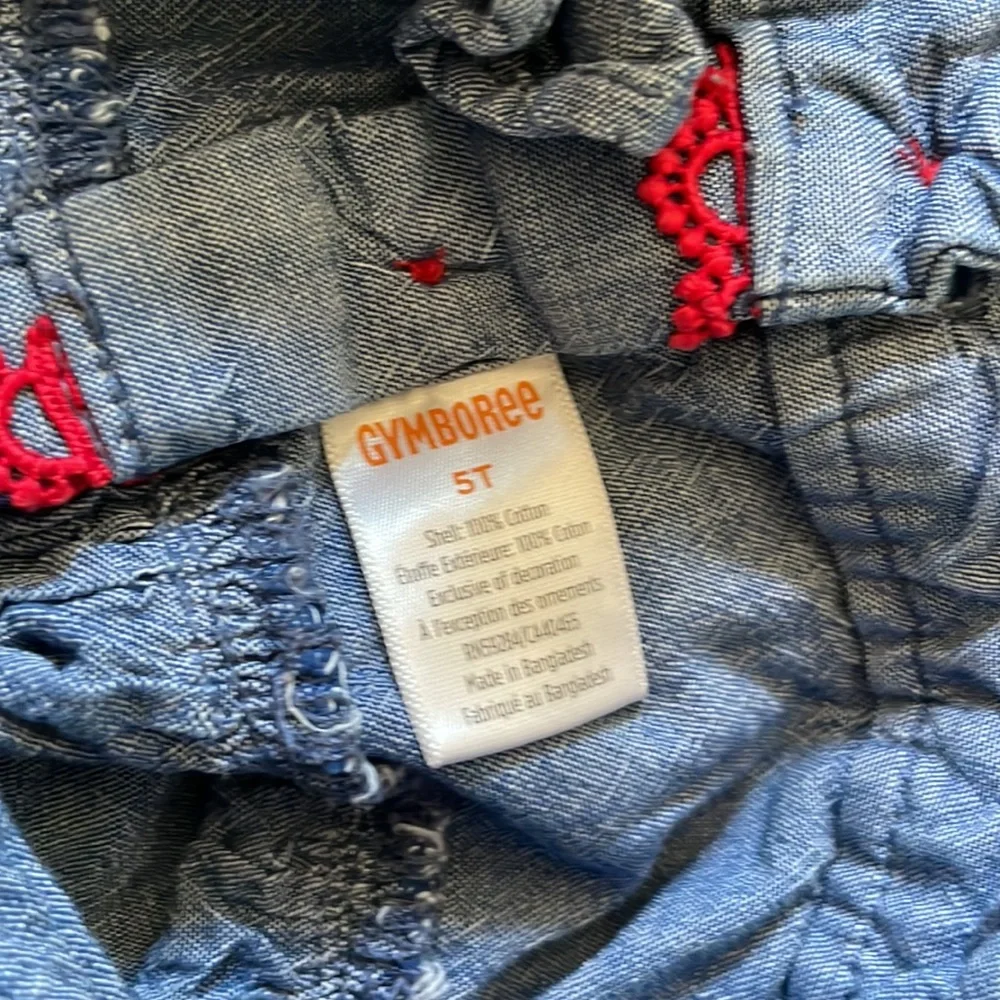 2020 Gymboree “Very Cherry” Embroidered Chambray Dress, Size 5T